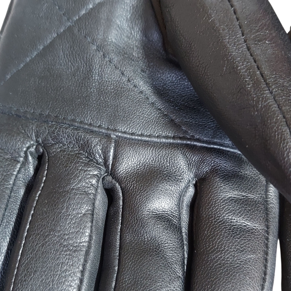 Men's Durable Black Leather Fleece Lined Gloves Large - Picture 9 of 10